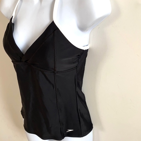 Speedo Black/White Strap V-neck Swim Tankini, Sz S - Picture 10 of 11